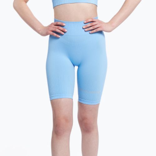 Colanți scurți de antrenament pentru femei Gym Glamour Push Up Baby Blue 407