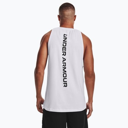 Tricou de baschet pentru bărbați Under Armour Baseline Cotton Tank 100 alb-negru UAR-1361901100-100