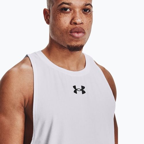 Tricou de baschet pentru bărbați Under Armour Baseline Cotton Tank 100 alb-negru UAR-1361901100-100