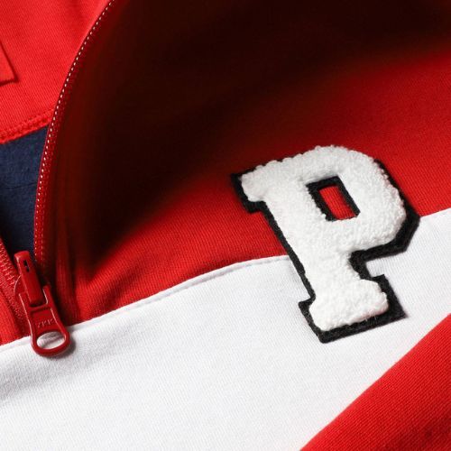 Bluză pentru bărbați PROSTO Half Zip Sweatshirt roșie KL222MSWE1133