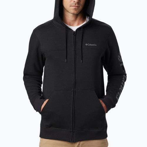 Bluză fleece pentru bărbați Columbia Logo Fleece Full Zip neagră 1889164010