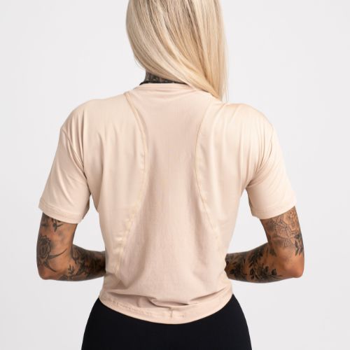 Tricou de antrenament pentru femei Gym Glamour Sport Beige 427