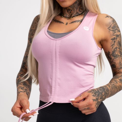 Maieu de antrenament pentru femei Gym Glamour Cu cordon Pink 447