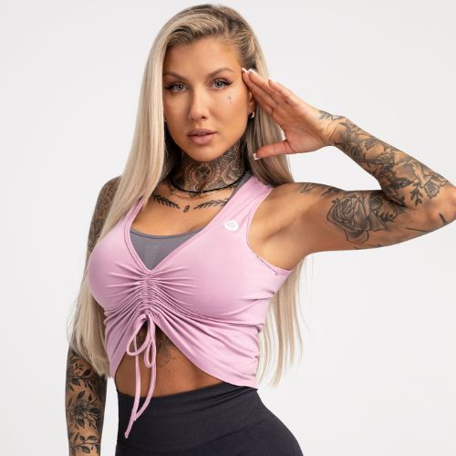 Maieu de antrenament pentru femei Gym Glamour Cu cordon Pink 447