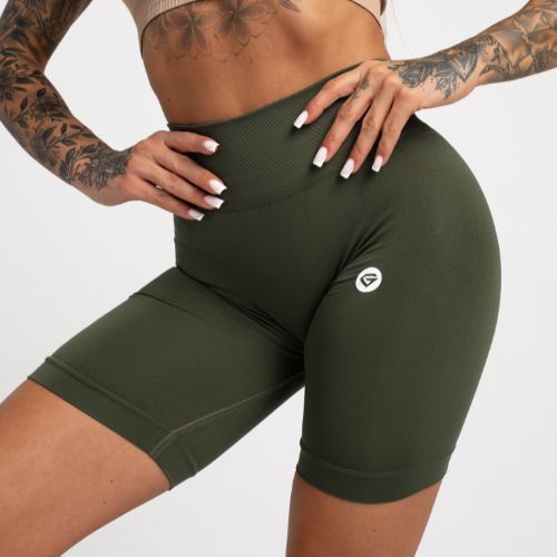 Pantaloni scurți de antrenament pentru femei Gym Glamour Flexible Khaki 436