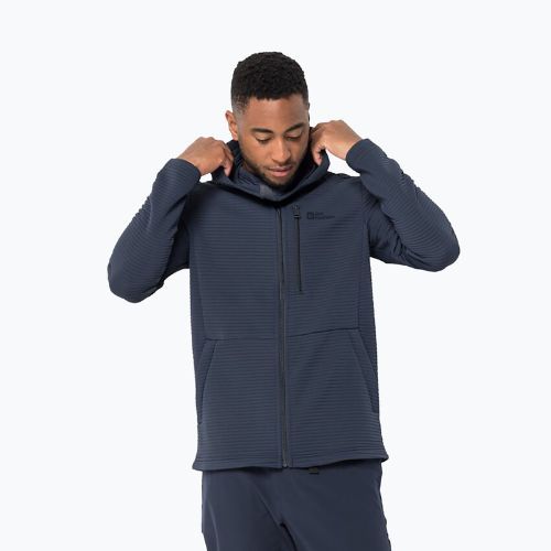 Bluză de trekking pentru bărbați Jack Wolfskin Modesto Hooded neagră 1706493