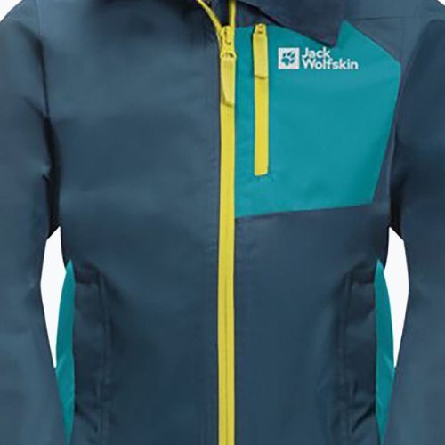 Jack Wolfskin Active Hike jachetă de ploaie pentru copii albastru marin-verde 1609251