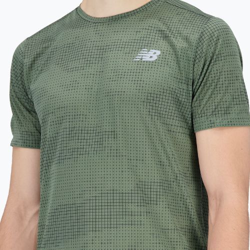 Tricou de alergare New Balance Top Printed Impact Run SS pentru bărbați, verde NBMT21263DON