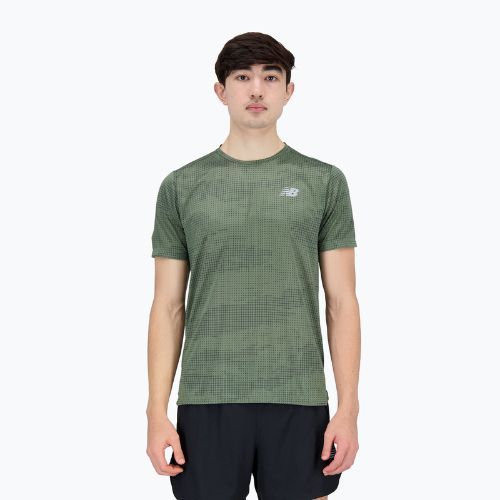 Tricou de alergare New Balance Top Printed Impact Run SS pentru bărbați, verde NBMT21263DON