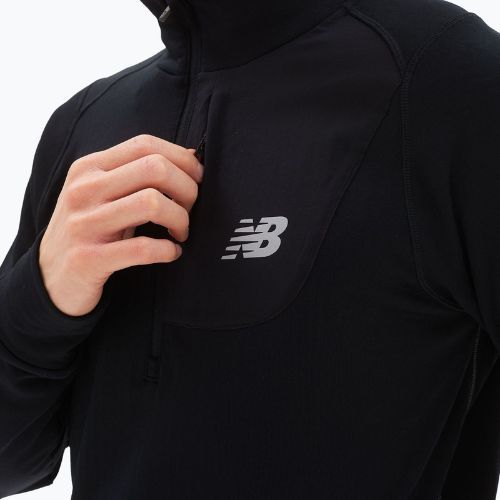 Tricou de antrenament pentru bărbați New Balance Top NB Heat Grid Half Zip negru NBMT23252BK