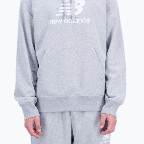 Hanorac de antrenament pentru bărbați New Balance Essentials Essentials Stacked Logo French Terry Hoodie gri NBMT31537AG