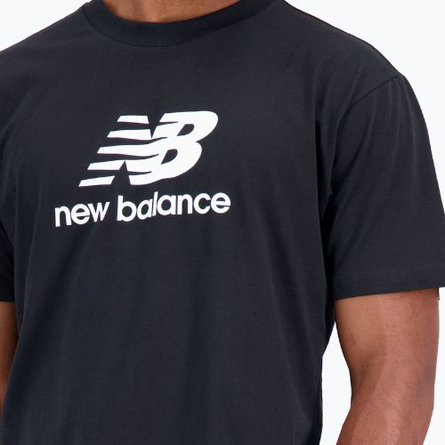 Tricou de antrenament pentru bărbați New Balance Essentials Stacked Logo Co negru NBMT31541BK