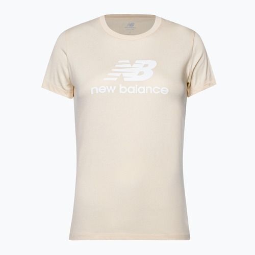 T-shirt pentru femei New Balance Essentials Stacked Logo Co bej NBWT31546