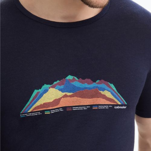 Tricou termic pentru bărbați icebreaker Tech Lite II 7 Mountain Tops albastru marin IB0A56VE4011