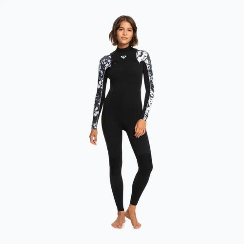 Costumul de neopren pentru femei ROXY 3/2 Elite XT ST Printed FZ GBS 2021 true black/black flowers