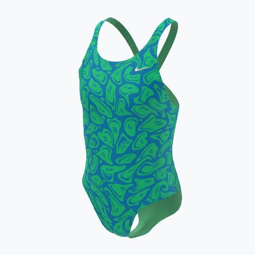 Costum de baie dintr-o singură piesă pentru copii Nike Hydrastrong Multi Print Fastback verde NESSD045-380
