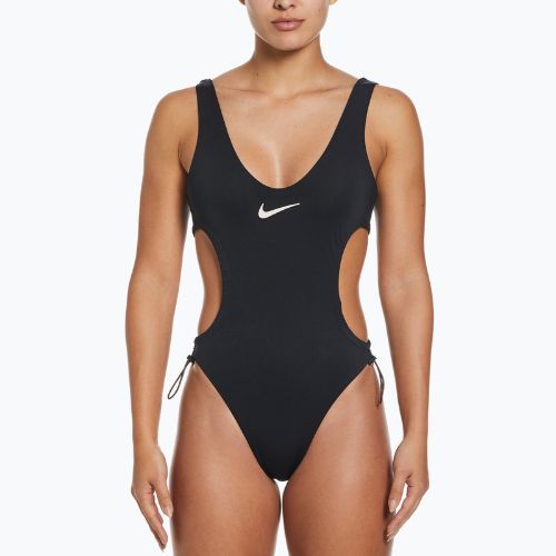 Costum de baie dintr-o singură piesă pentru femei Nike Wild negru și alb NESSD255-001