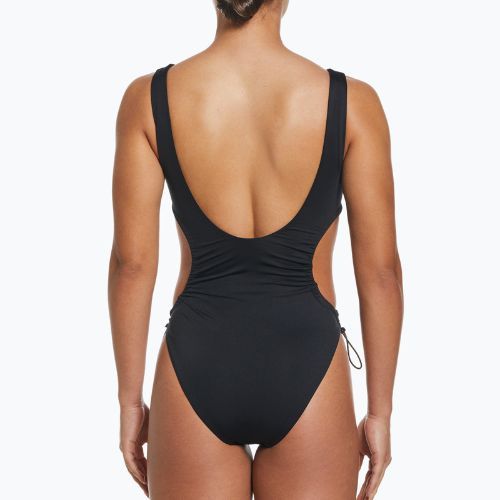 Costum de baie dintr-o singură piesă pentru femei Nike Wild negru și alb NESSD255-001