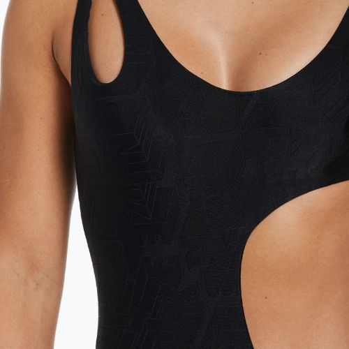 Costum de baie dintr-o singură piesă pentru femei Nike Block Texture negru NESSD288-001