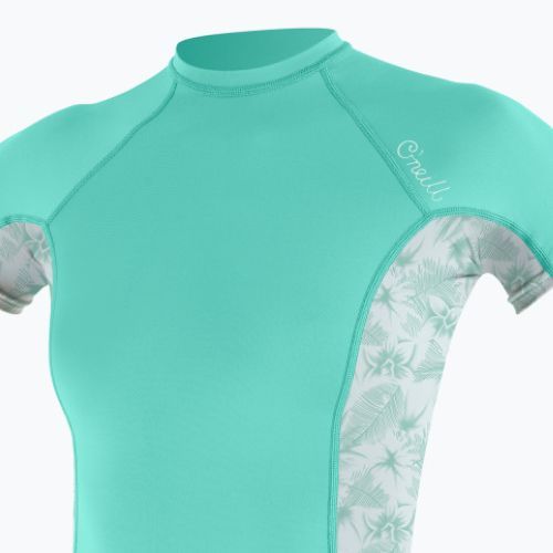 O'Neill Cămașă de înot pentru femei cu imprimeu lateral Rash Guard Turquoise 5405S