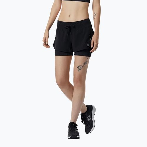 Pantaloni scurți de alergare New Balance Impact Run 2In1 pentru femei, negru WS21270BK