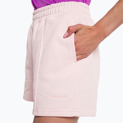 Pantaloni scurți de antrenament New Balance Athletics Nature State French Terry pentru femei, roz WS23552WAN