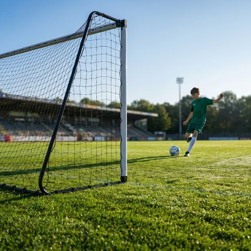 OneTeam One poartă de fotbal 300 x 200 cm din oțel galvanizat alb/negru