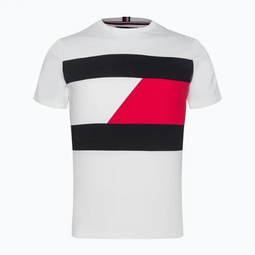Tommy Hilfiger Colorblocked Colorblocked Mix Media S/S cămașă de antrenament pentru bărbați alb