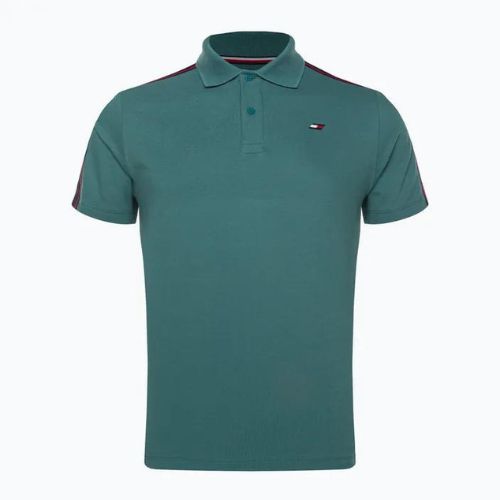 Tricou de antrenament pentru bărbați Tommy Hilfiger Textured Tape Polo verde