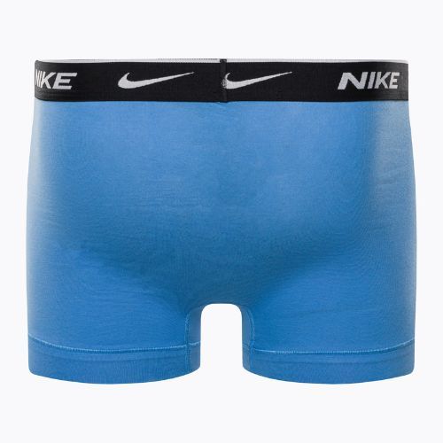 Boxeri pentru bărbați Nike Everyday Cotton Stretch Trunk 3Pk UB1 cu imprimeu swoosh/gri/albastru uni
