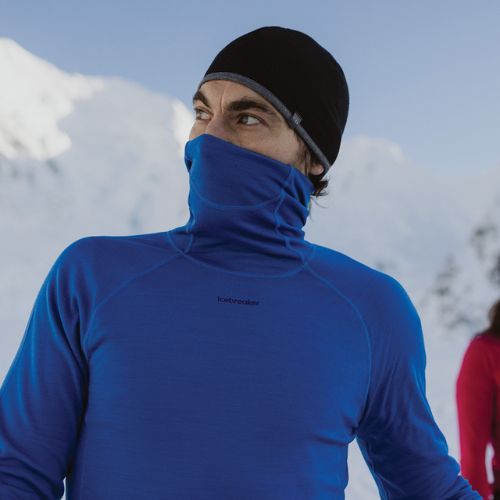 Bărbați Icebreaker Merino Merino Roll Neck tricou termic lazurite