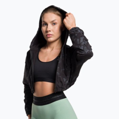 Hanorac de antrenament pentru femei Gymshark KK Twins KK Twins Zip Up Crop negru/albastru