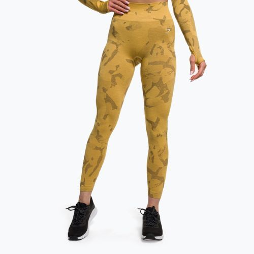 Jambiere de antrenament pentru femei Gymshark Adapt Camo Savanna Seamless galben/alb