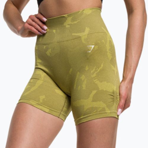 Pantaloni scurți de antrenament pentru femei Gymshark Adapt Camo Savanna Seamless verde fără cusături