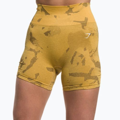 Pantaloni scurți de antrenament pentru femei Gymshark Adapt Camo Savanna Seamless galben indian