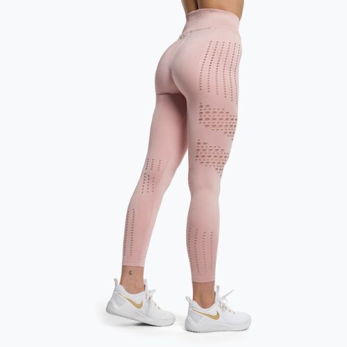 Jambiere de antrenament pentru femei Gymshark Flawless Shine Seamless roz/alb