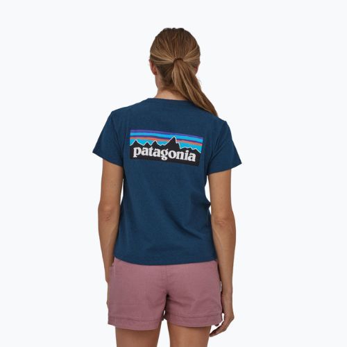Tricou de trekking pentru femei Patagonia P-6 Logo Responsibili-Tee tidepool albastru