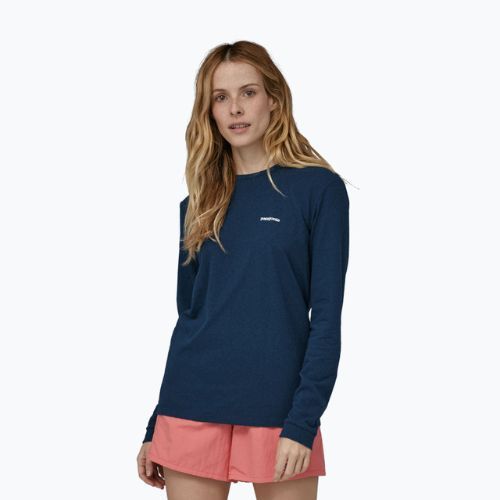 Tricou de trekking pentru femei Patagonia P-6 Logo Responsibili-Tee LS tidepool albastru
