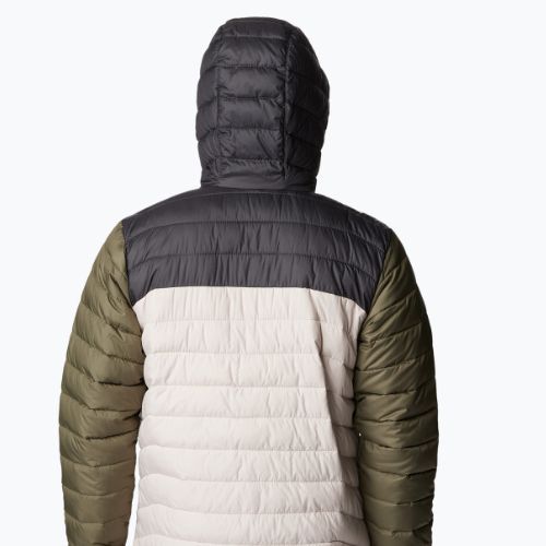 Jachetă cu glugă Columbia Powder Lite cu glugă pentru bărbați, de culoare închisă, de culoare verde piatră/shark/stone green
