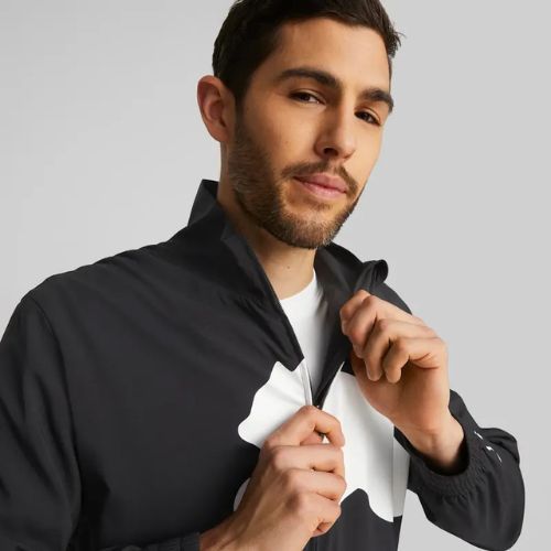 Jachetă de antrenament pentru bărbați PUMA Train Big Cat Lined Woven puma negru