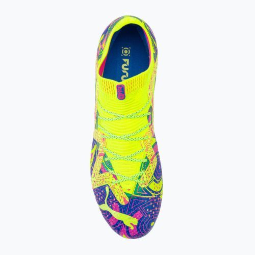 PUMA Future Future Ultimate Energy FG/AG ghete de fotbal pentru bărbați ultra albastru/alerta galbenă/roz luminos