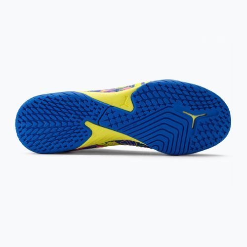 PUMA Future Match Energy IT + Mid Jr ghete de fotbal pentru copii ultra albastru/alerta galbenă/roz luminos