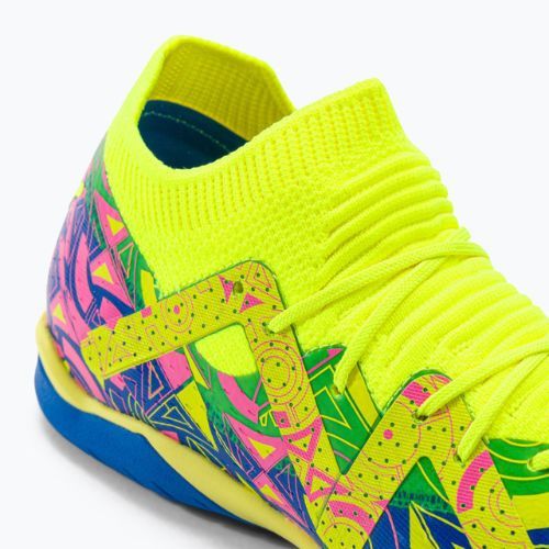 PUMA Future Match Energy IT + Mid Jr ghete de fotbal pentru copii ultra albastru/alerta galbenă/roz luminos