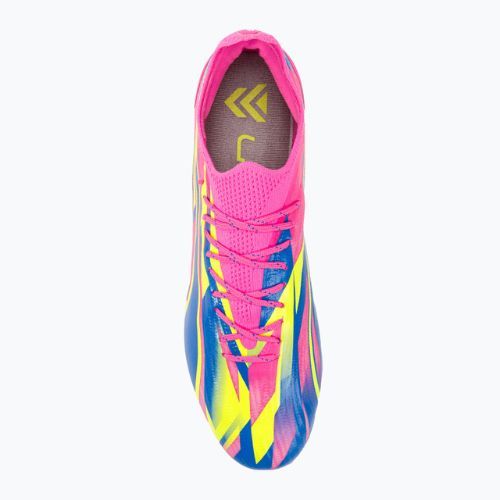 Cizme de fotbal pentru bărbați PUMA Ultra Ultimate Energy FG/AG roz luminos/albastru ultra/galben alertă