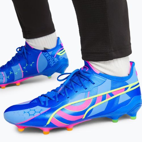 PUMA King Ultimate Energy FG/AG ghete de fotbal pentru bărbați ultra blue/luminous pink/luminous blue