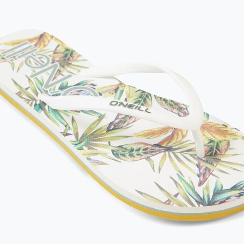 Șlapi de plajă pentru femei O'Neill Profile Graphic cu flori tropicale albe