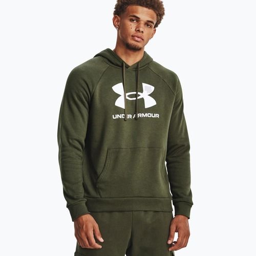 Hanorac cu glugă pentru bărbați Under Armour Rival Fleece Logo HD marine din verde/alb