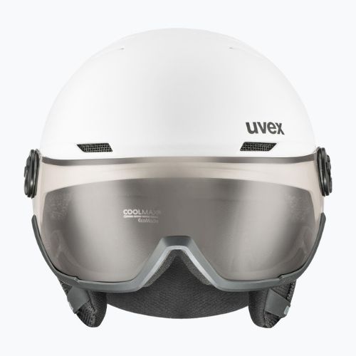 Cască de schi UVEX Wanted Visor Pro V alb mat/variomatc smoke