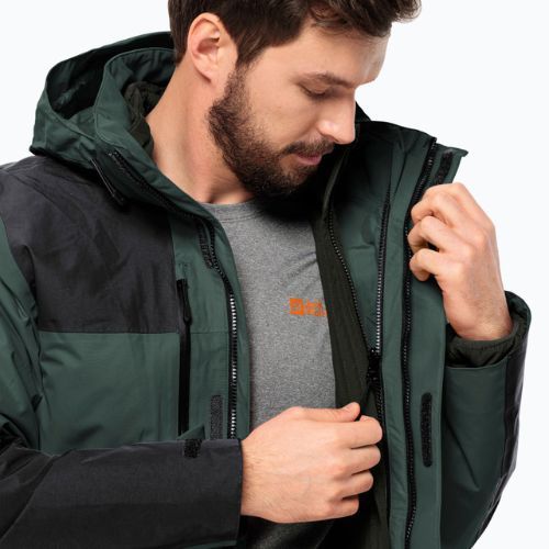 Jack Wolfskin jachetă de ploaie Jasper 3in1 pentru bărbați, negru măsliniu