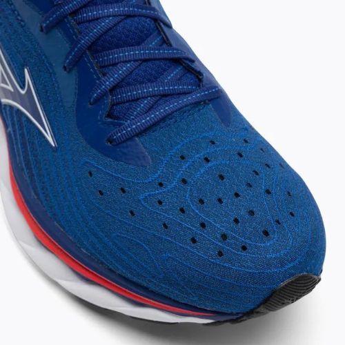 Pantofi de alergare pentru bărbați Mizuno Wave Sky 6 turcoaz mare/alb/roșii de cireș
